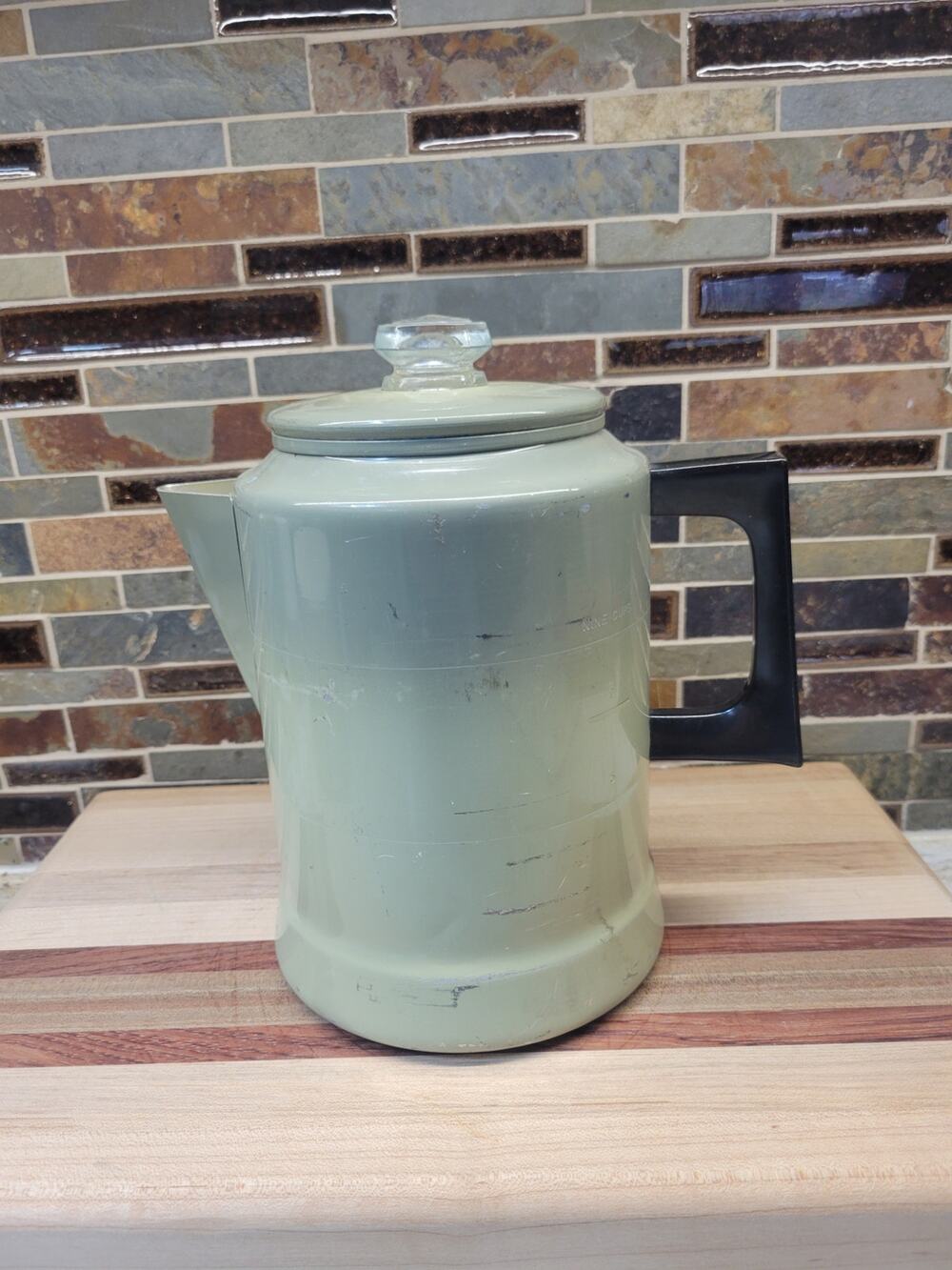 Vintage Comet Avocado Green Aluminum Stovetop Coffee Percolator Pot 7-9 Cup